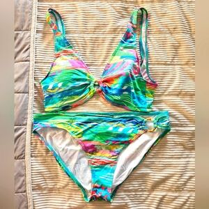 Lauren Ralph Lauren Colorful Abstract Bikini Set Size 14